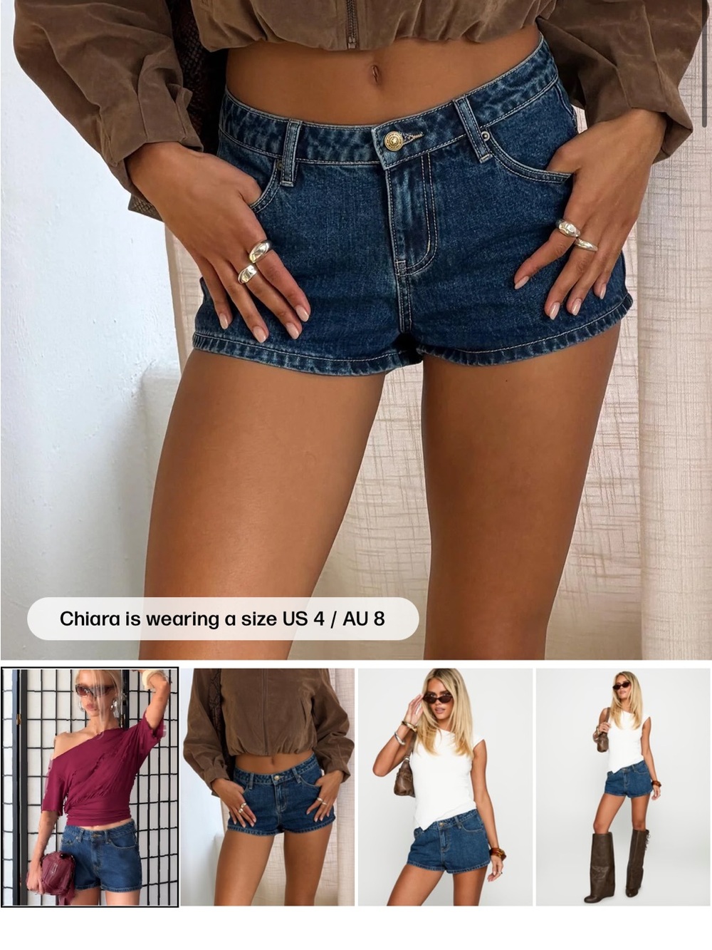Dreamful Low Rise Mini Denim Shorts Dark Blue Wash
